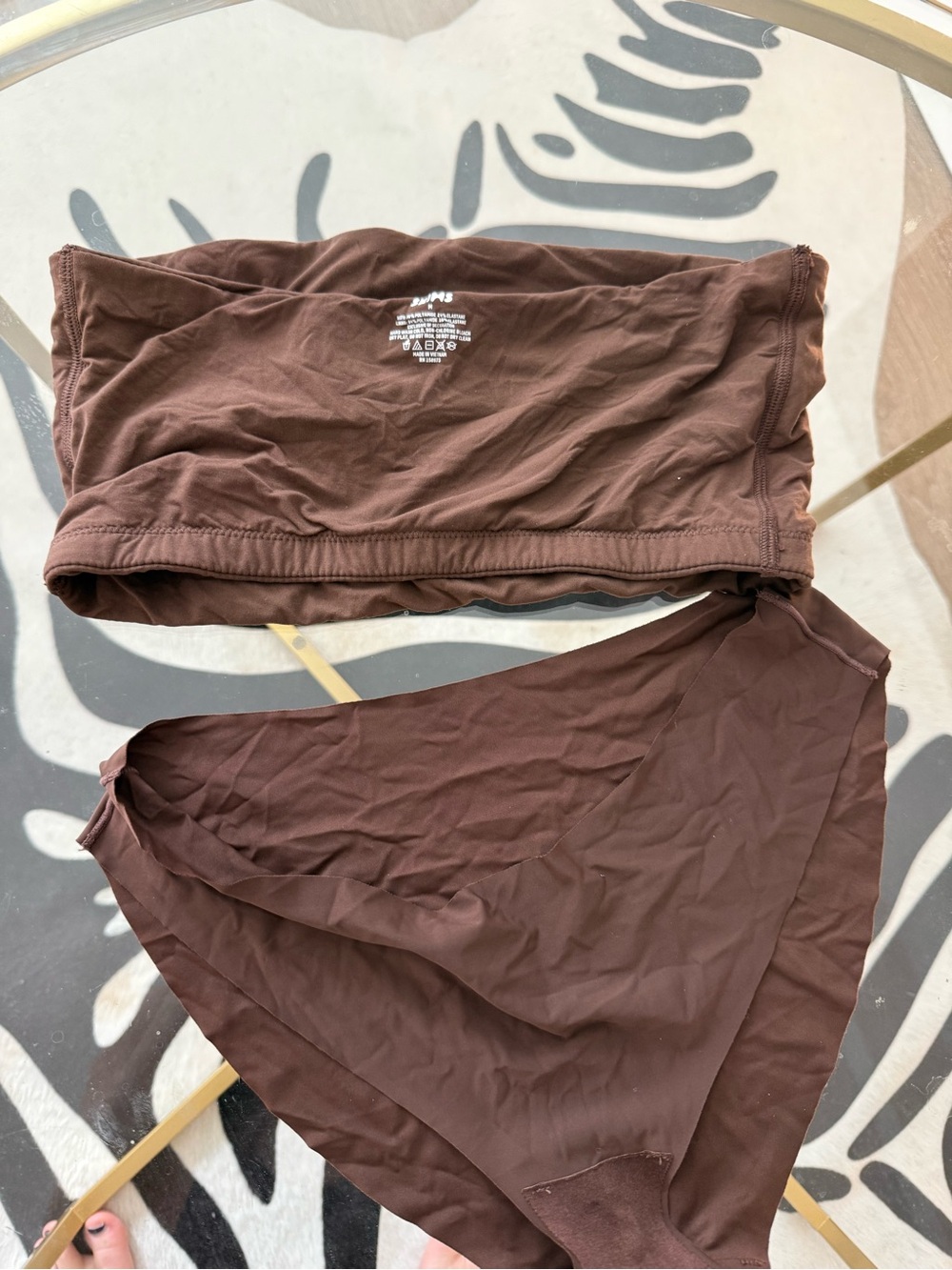 SKIMS Chocolate Brown Seamless Bikini and Bandeau Set